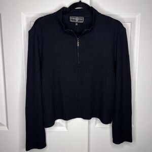 St John Sport By Marie Gray 1/4 Zip Ribbed Knit Sweater Women’s Large Made in US
